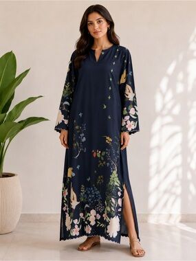 NWT Floral Kaftan Maxi Dress | Elegant Modest Resort Wear for Women